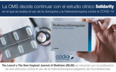 La OMS decide continuar con el estudio clínico Solidarity, en el que se evalúa el uso de la cloroquina y la hidroxicloroquina contra la COVID-19.