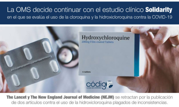 La OMS decide continuar con el estudio clínico Solidarity, en el que se evalúa el uso de la cloroquina y la hidroxicloroquina contra la COVID-19.