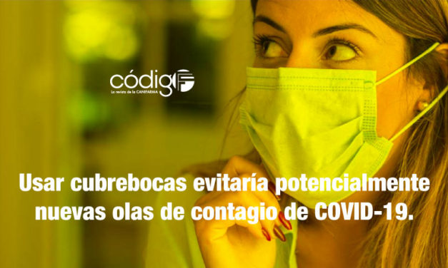 El uso de cubrebocas evitaría potencialmente nuevas olas de contagio de COVID-19.