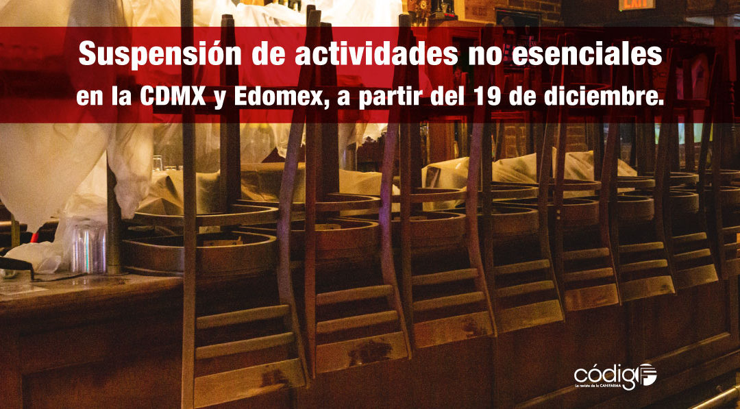 Suspensión de actividades no esenciales en la CDMX y Edomex, a partir del 19 de diciembre