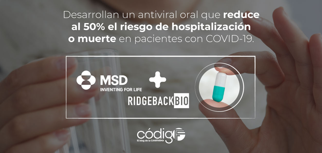 MSD y Ridgeback Biotherapeutics desarrollan un antiviral oral que reduce al 50% el riesgo de hospitalización o muerte en pacientes con COVID-19.