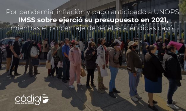 Por pandemia, inflación y pago anticipado a UNOPS, IMSS sobre ejerció su presupuesto en 2021, mientras el porcentaje de recetas atendidas cayó .