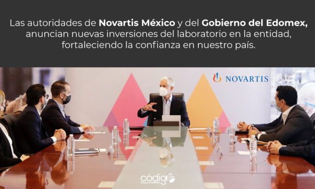 Las autoridades de Novartis México y del Gobierno del Estado de México, anuncian nuevas inversiones del laboratorio en la entidad, fortaleciendo la confianza en nuestro país.