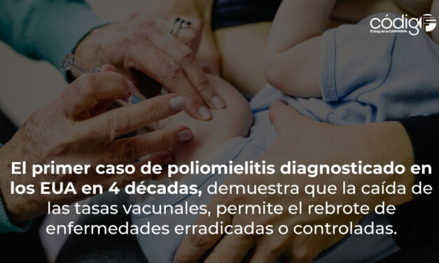 El primer caso de poliomielitis diagnosticado en los EUA en 4 décadas, demuestra que la caída de las tasas vacunales, permite el rebrote de enfermedades erradicadas o controladas.