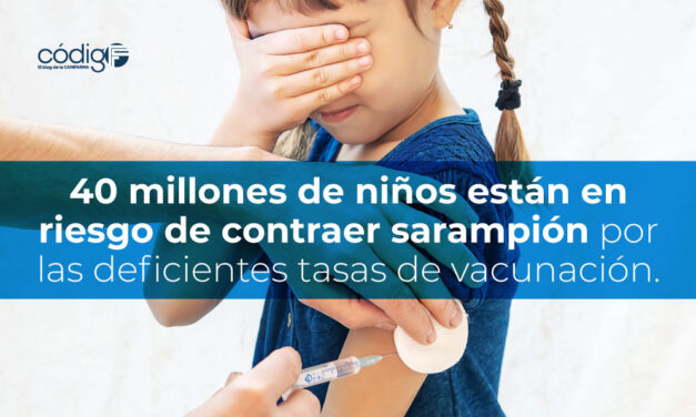40 millones de niños están en riesgo de contraer sarampión por las deficientes tasas de vacunación.