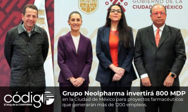 Grupo Neolpharma invertirá 800 MDP en la Ciudad de México para proyectos farmacéuticos que generarán más de 1200 empleos.