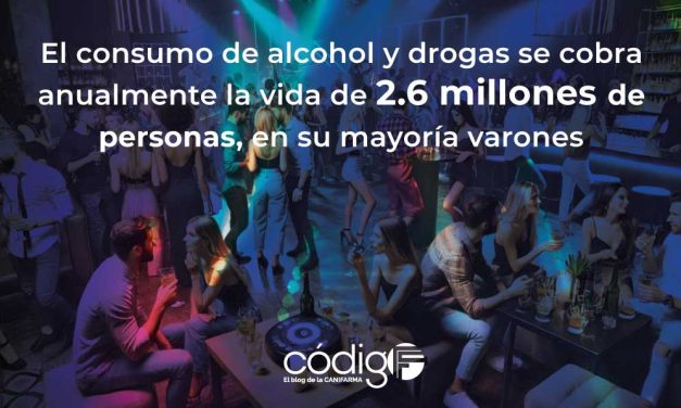 El consumo de alcohol y drogas se cobra anualmente la vida de 2.6 millones de personas, en su mayoría varones