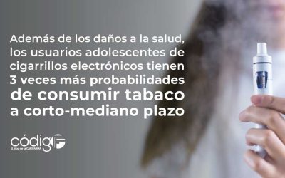 Además de los daños a la salud, los usuarios adolescentes de cigarrillos electrónicos tienen 3 veces más probabilidades de consumir tabaco a corto-mediano plazo