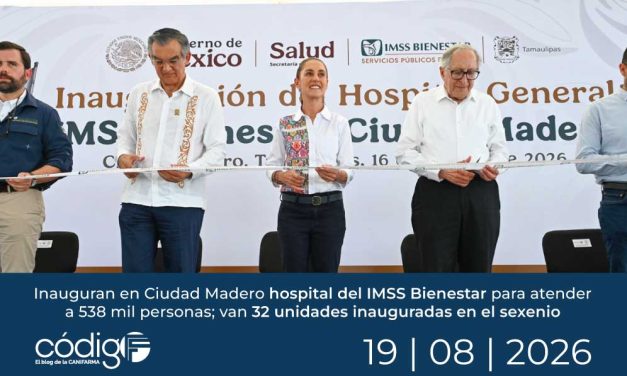 Inauguran en Ciudad Madero hospital del IMSS Bienestar para atender a 538 mil personas; van 32 unidades inauguradas en el sexenio